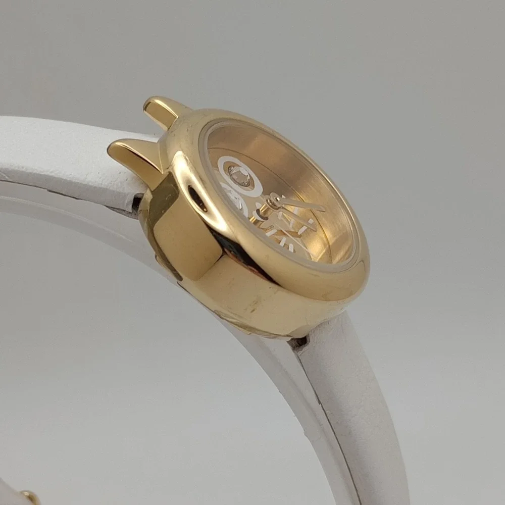 Marc by Marc Jacobs Cat Face‎ Watch Gold Tone White Leather 22.5mm New Battery